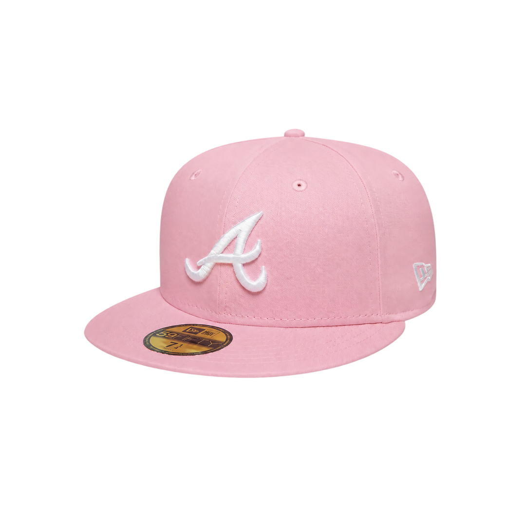 Atlanta Braves pink basic fitted hat