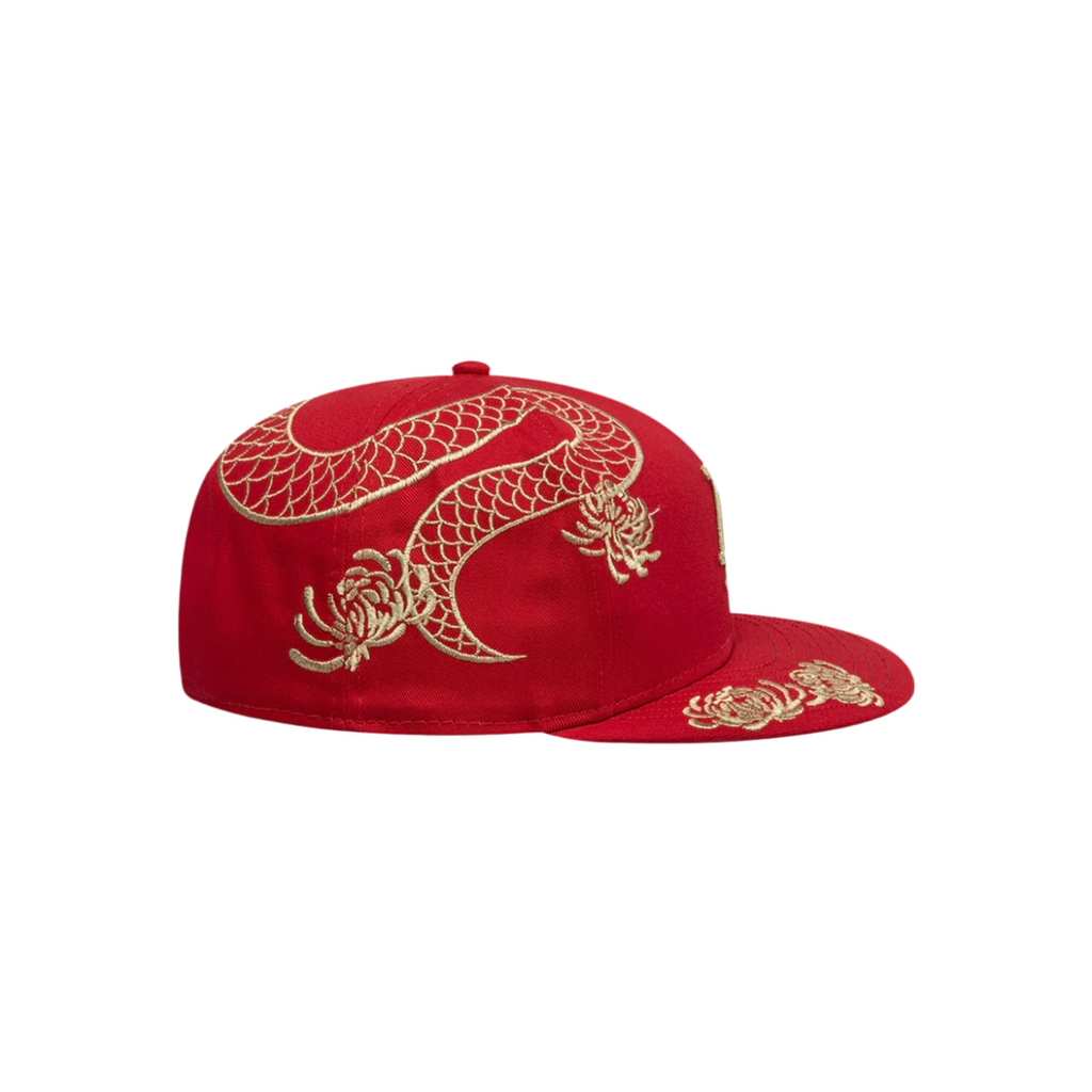 LA Dodgers red dragon embroidery fitted hat