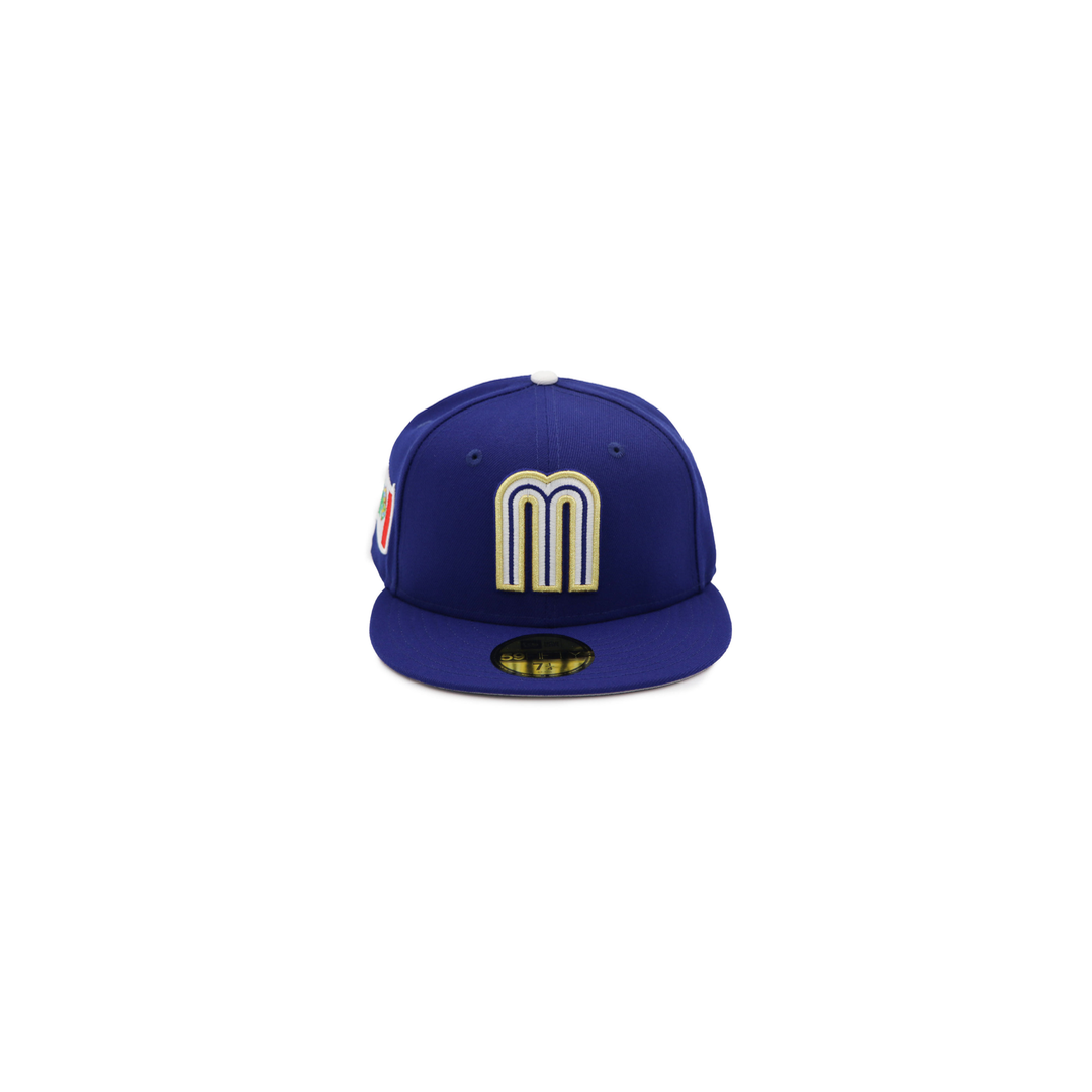 Royal Blue Mexico Flag Side Patch Fitted Hat