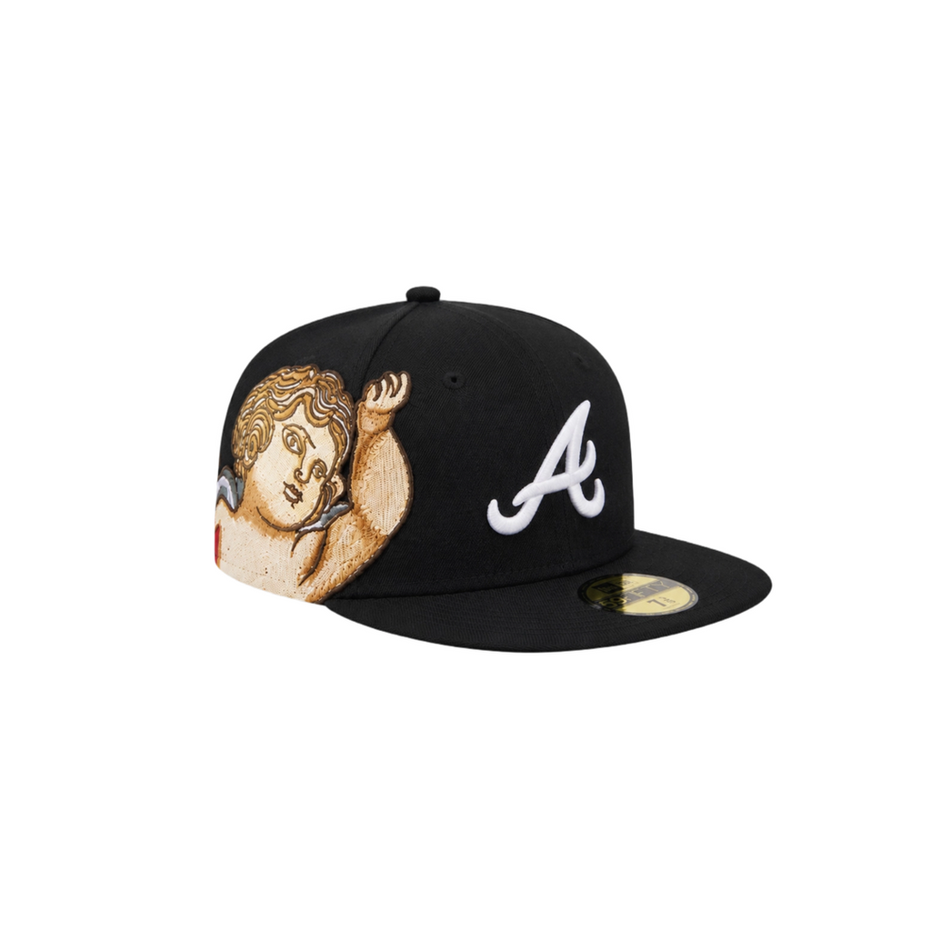 Atlanta Braves black cupid embroidery fitted hat
