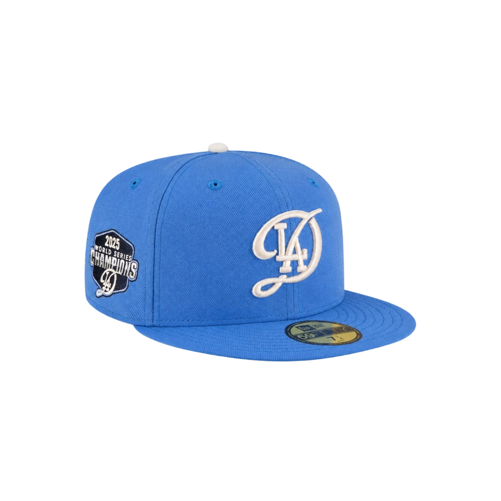 LA Dodgers Ice Blue Oversized Embroidery Fitted Hat
