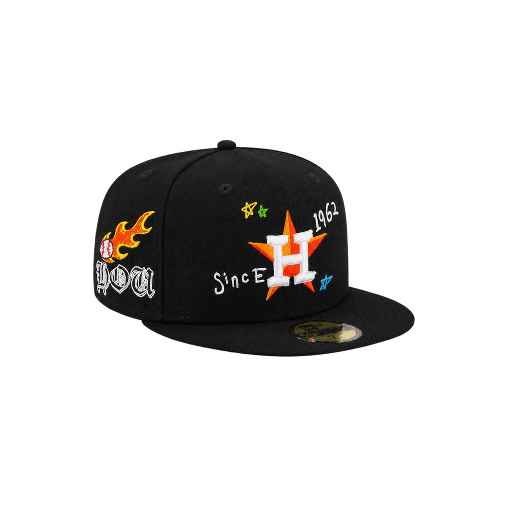 Houston Astros Black All-Over Embroidery Fitted Hat