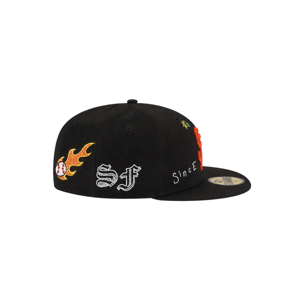 San Francisco Giants black all-over embroidery fitted hat