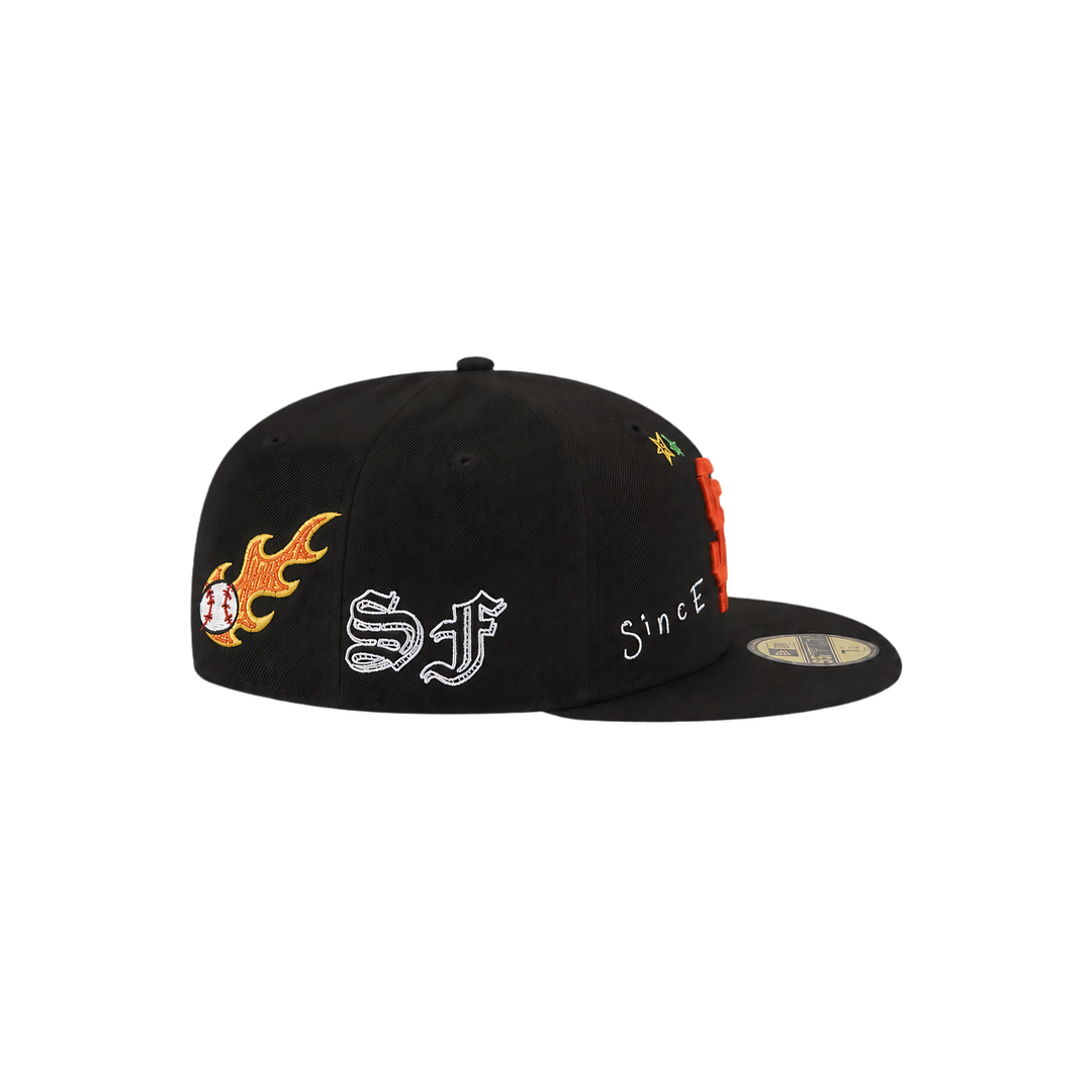 San Francisco Giants black all-over embroidery fitted hat