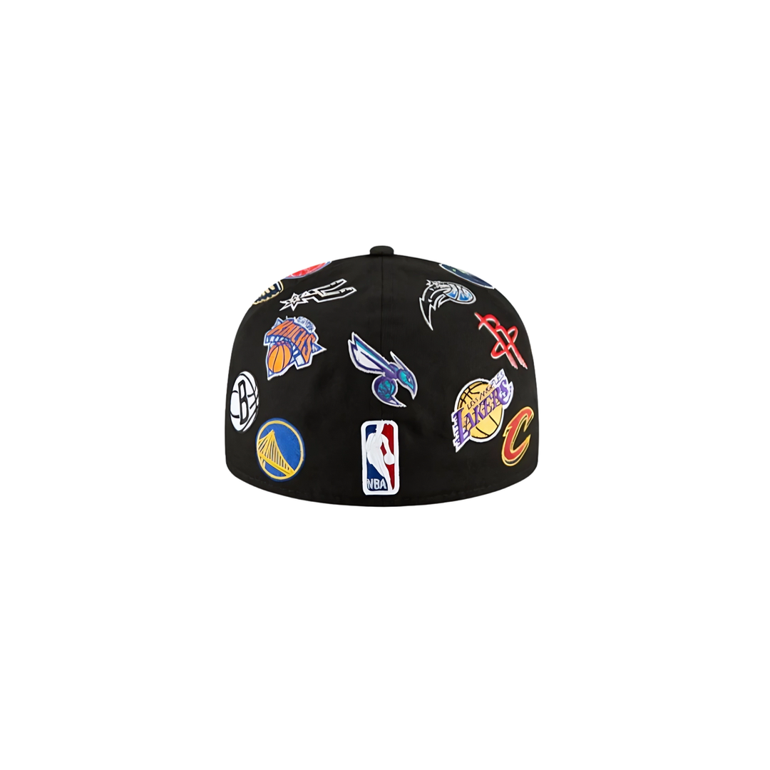 NBA black all team logo fitted hat