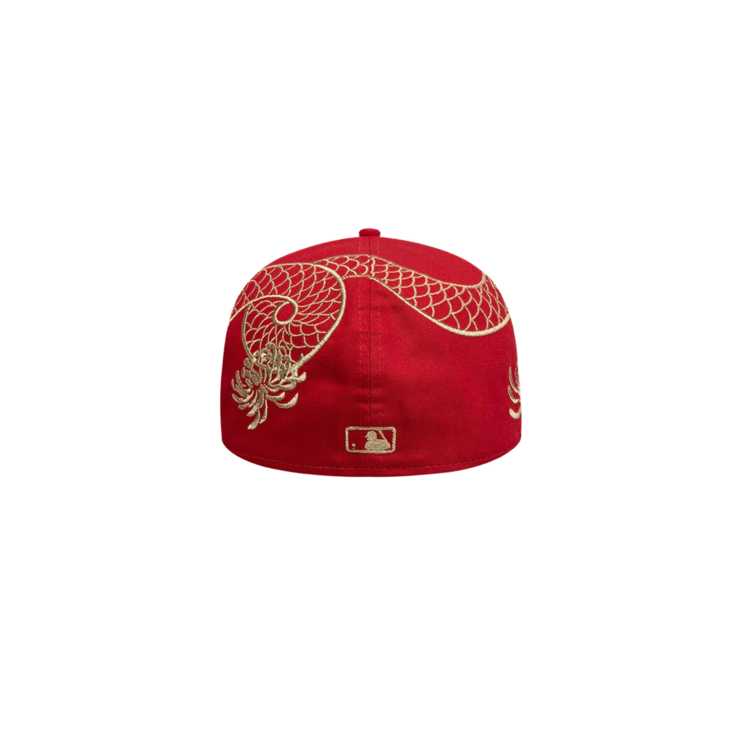 LA Dodgers red dragon embroidery fitted hat