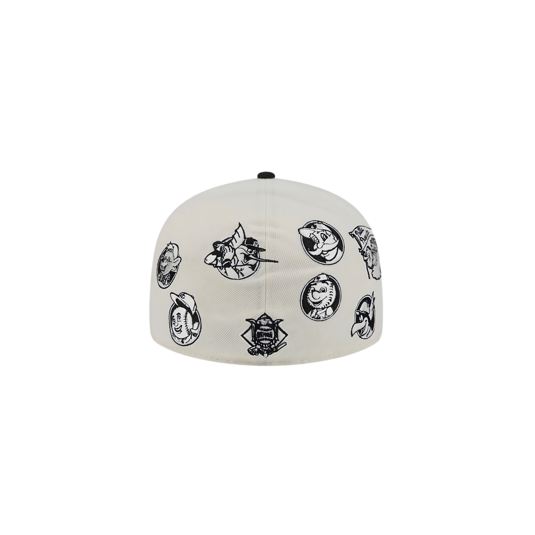 MLB cream all-over logo fitted hat