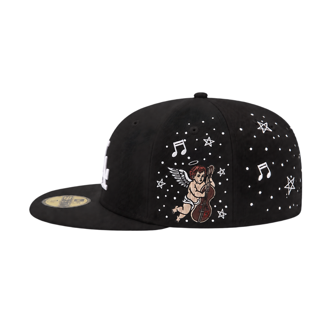 LA Dodgers black Angle embroidery fitted hat