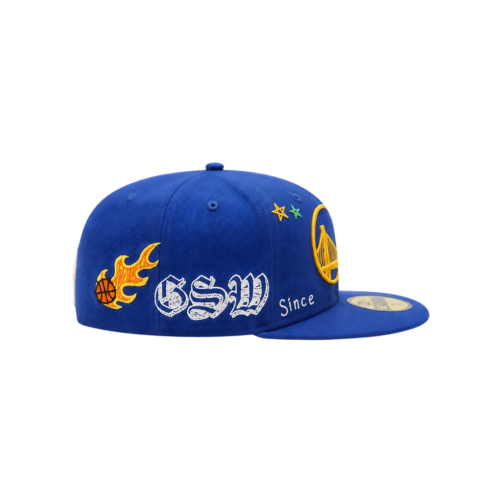 Golden State Warriors royal blue all-over embroidery fitted hat