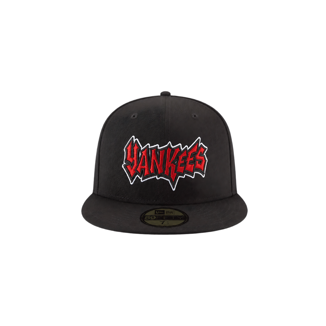 New York Yankees black graffiti style fitted hat