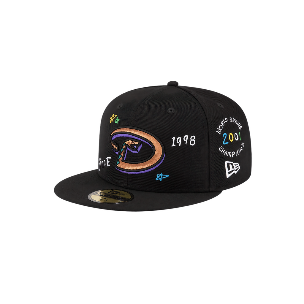 Arizona Diamondbacks black all-over embroidery fitted hat