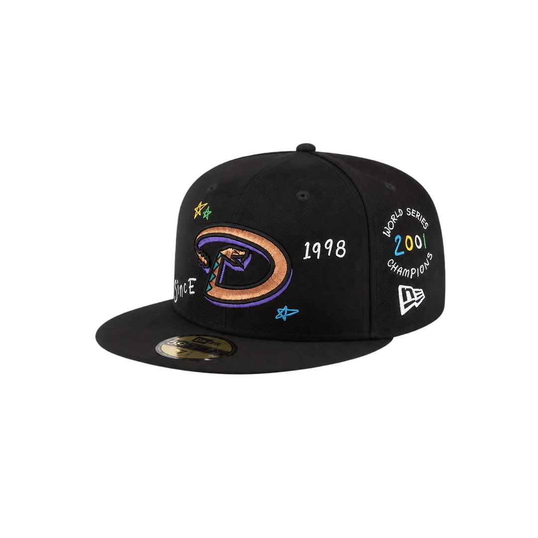 Arizona Diamondbacks black all-over embroidery fitted hat