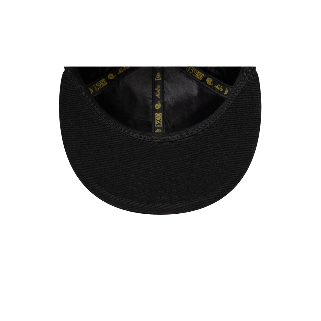 New Era black gold all-over embroidery fitted hat