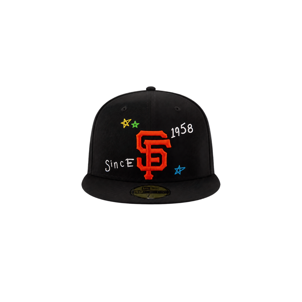 San Francisco Giants black all-over embroidery fitted hat