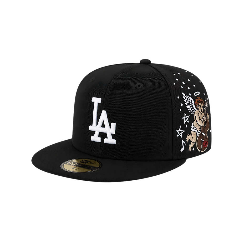 LA Dodgers black Angle embroidery fitted hat