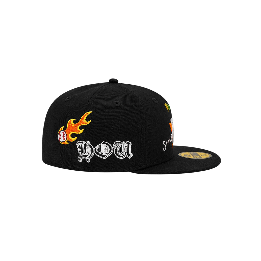 Houston Astros Black All-Over Embroidery Fitted Hat