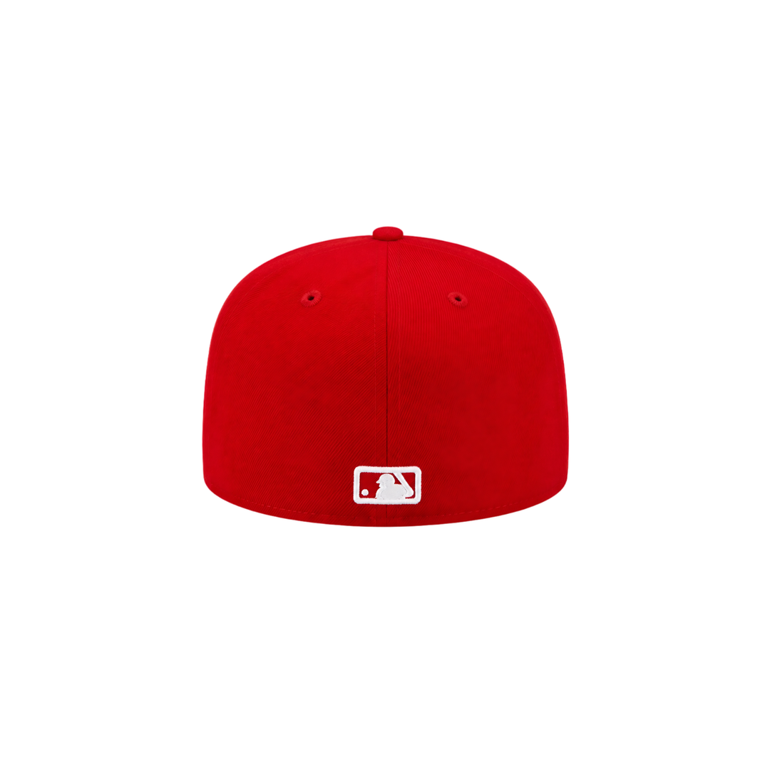 LA Dodgers red upside-down LA fitted hat