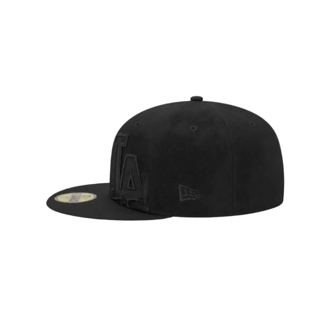 LA Dodgers black oversized side logo fitted hat