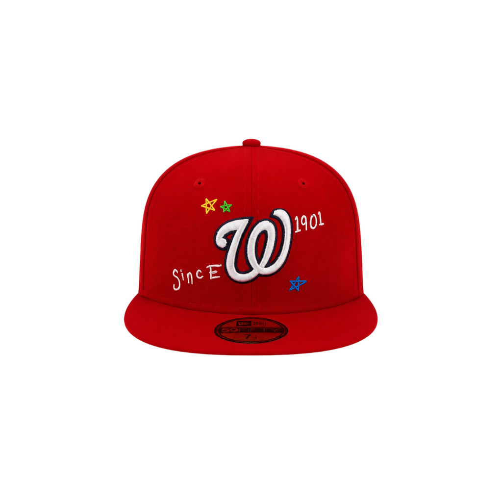 Washington Nationals Red All Over Embroidered Fitted Hat