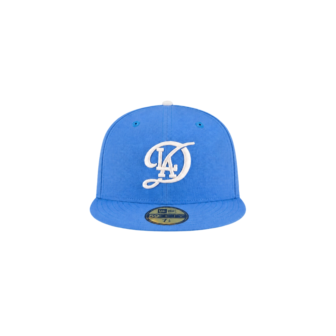 LA Dodgers Ice Blue Oversized Embroidery Fitted Hat