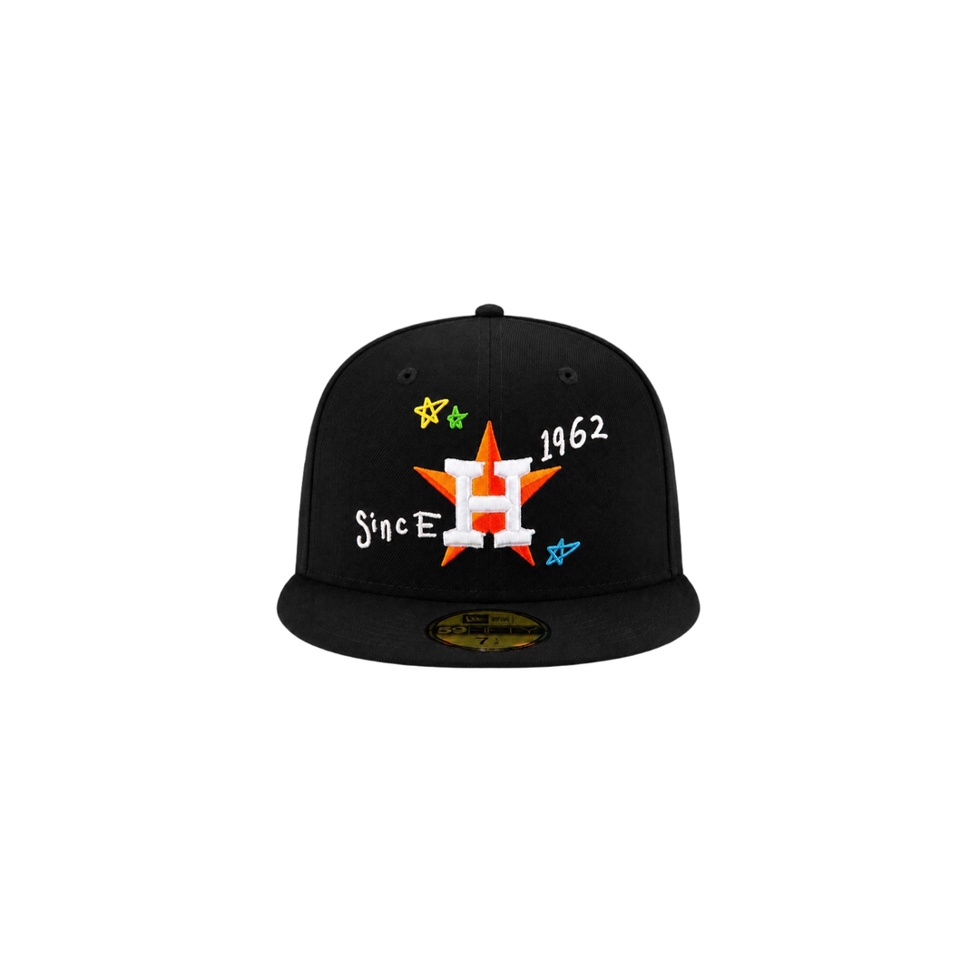 Houston Astros Black All-Over Embroidery Fitted Hat