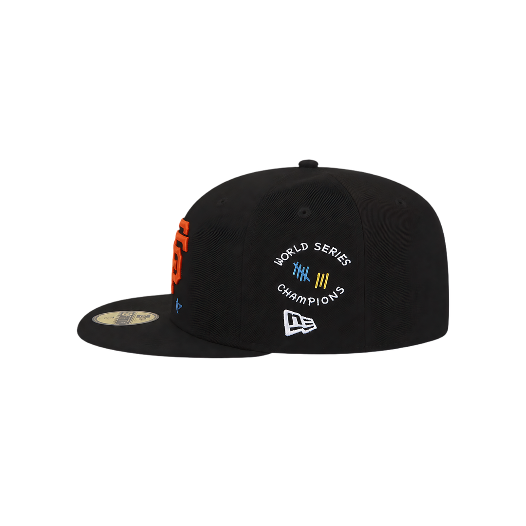 San Francisco Giants black all-over embroidery fitted hat