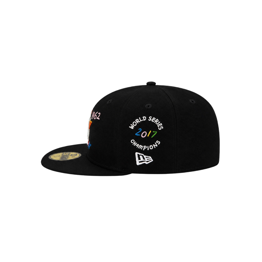 Houston Astros Black All-Over Embroidery Fitted Hat