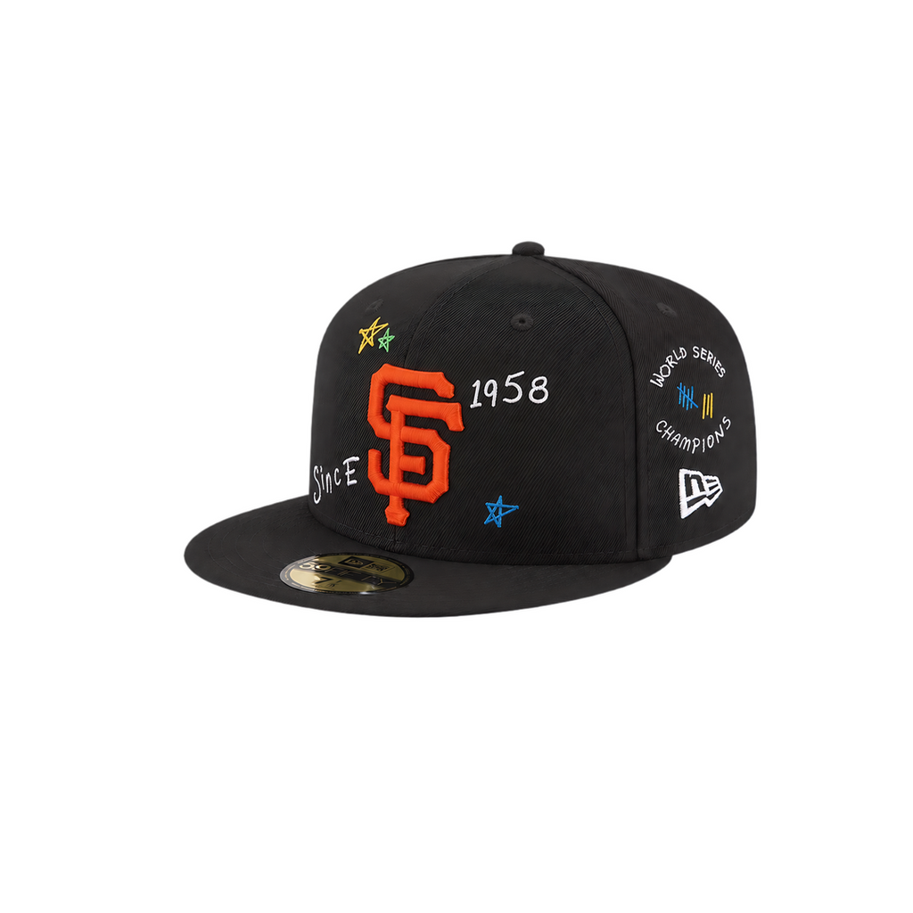 San Francisco Giants black all-over embroidery fitted hat