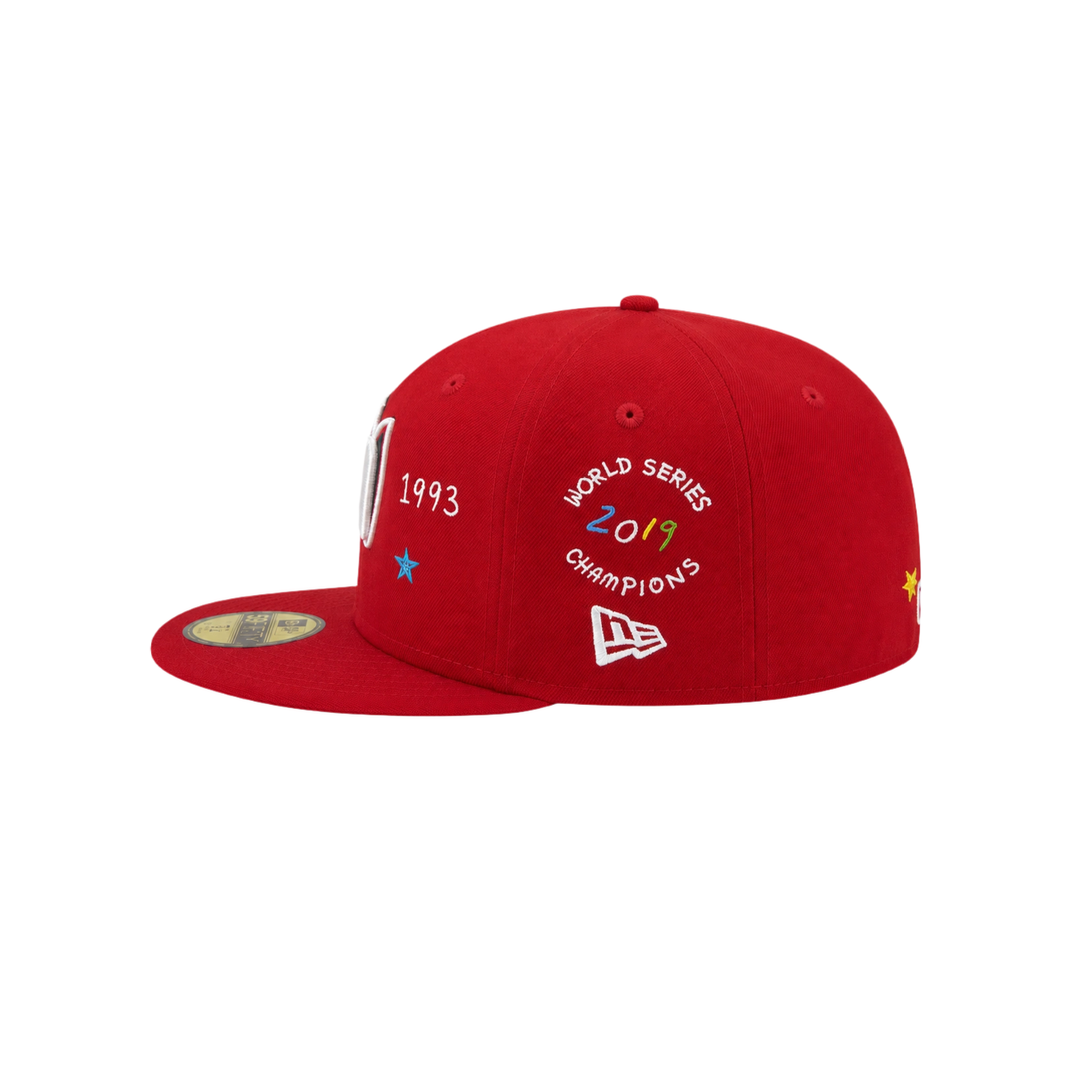 Washington Nationals Red All Over Embroidered Fitted Hat