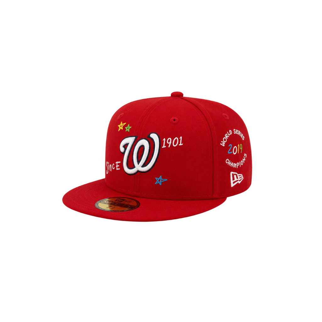 Washington Nationals Red All Over Embroidered Fitted Hat