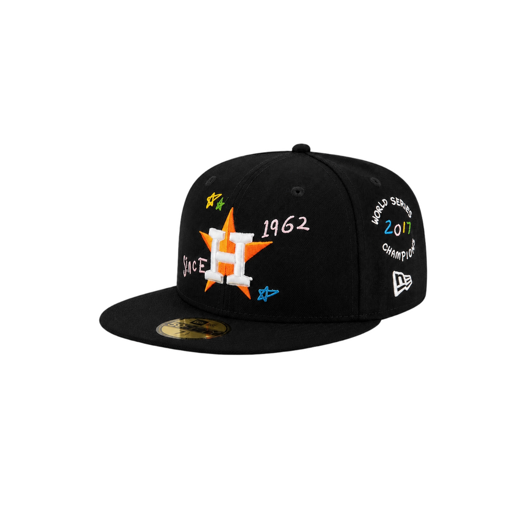 Houston Astros Black All-Over Embroidery Fitted Hat
