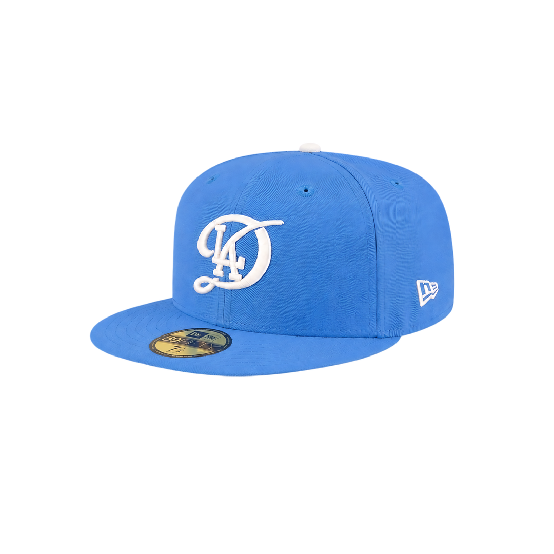 LA Dodgers Ice Blue Oversized Embroidery Fitted Hat