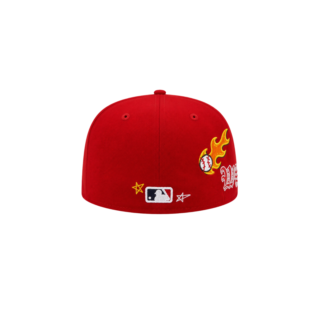 Washington Nationals Red All Over Embroidered Fitted Hat