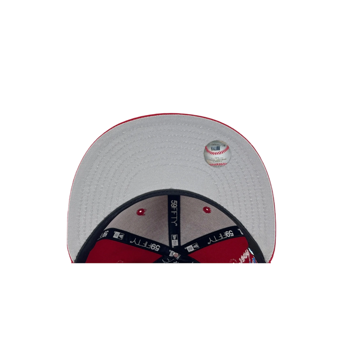 Washington Nationals Red All Over Embroidered Fitted Hat