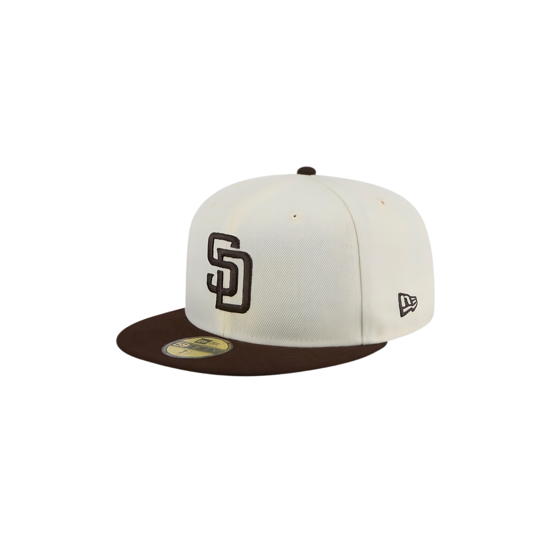 San Diego Padres cream brown basic fitted hat