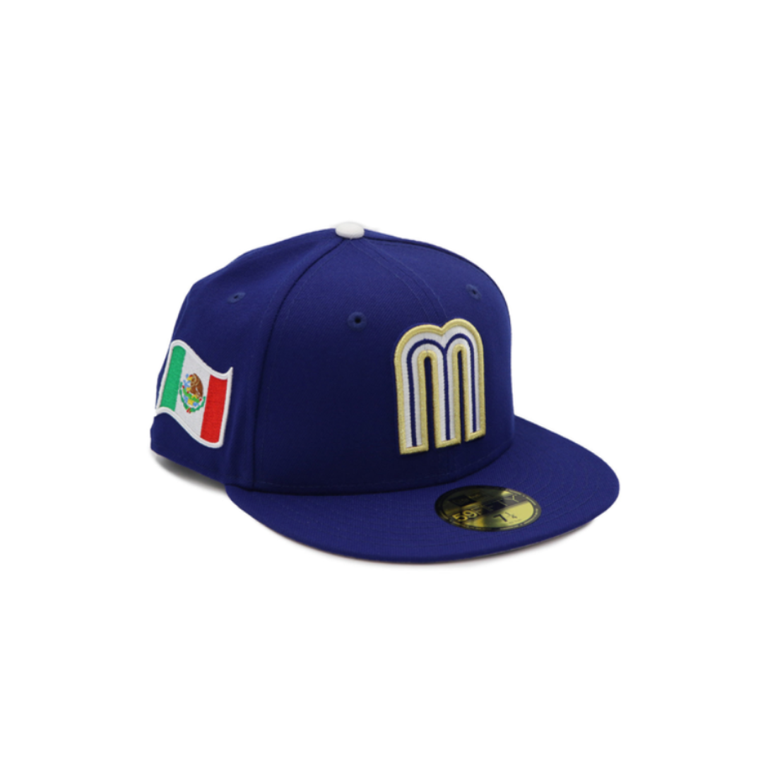 Royal Blue Mexico Flag Side Patch Fitted Hat